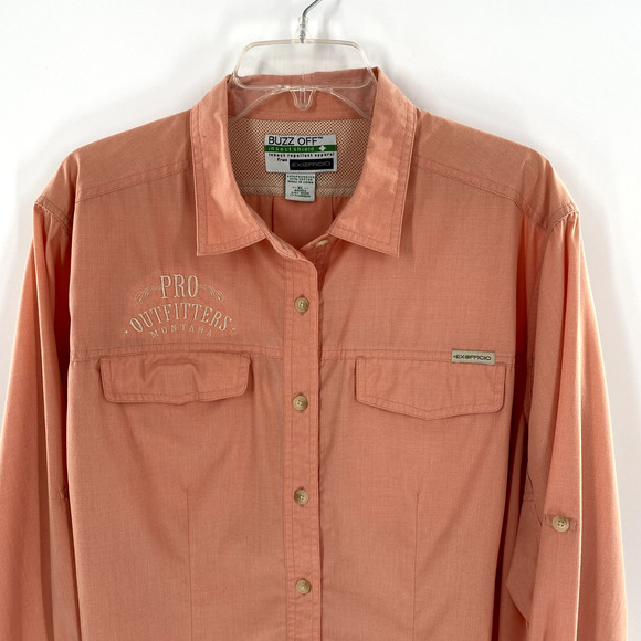 Ex Officio Buzz Off Womens Fishing Hiking Shirt Button Front Vented Sz XL Orange - Picture 7 of 14